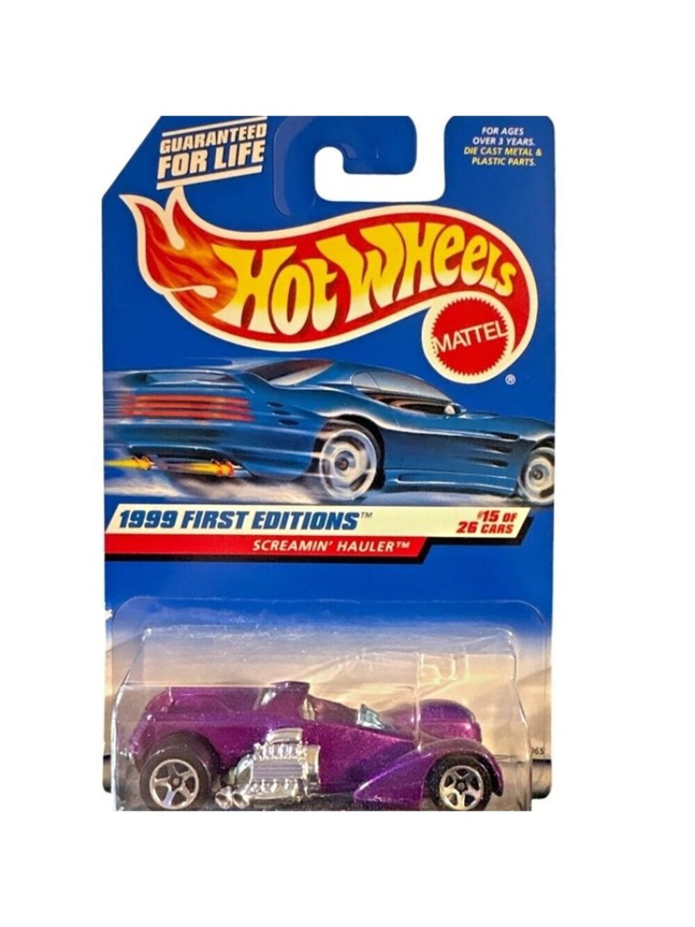 Vintage Die Cast Hot Wheels 1999 First Editions Screamin Hauler Car 15/26 Purple